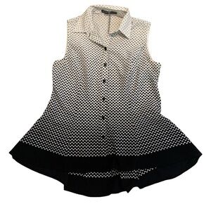 Signature Collection Black and White Polka Dot Tunic Top Small